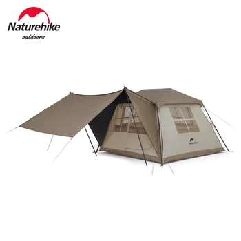 Naturehike הכפר 5.0 רכס מהר פתח האוהל טיטניום שחור דבק 3-4 אדם קמפינג האט אוהל חיצוני פיקניק אטים לגשם חום האוהל