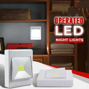 מרובע COB ארון קיר אור/נייד סוללה מתג הפעלה מנורת לילה/בית השינה ליד המיטה הגנה העין אור