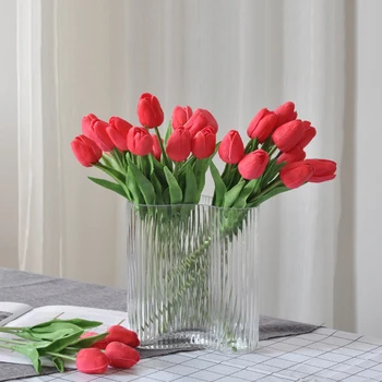 סימולציה טוליפ פרחים פרחים מלאכותיים הביתה מסיבת חתונה בגן קישוטים ציוד DIY הזר מתנות צילום אביזרים